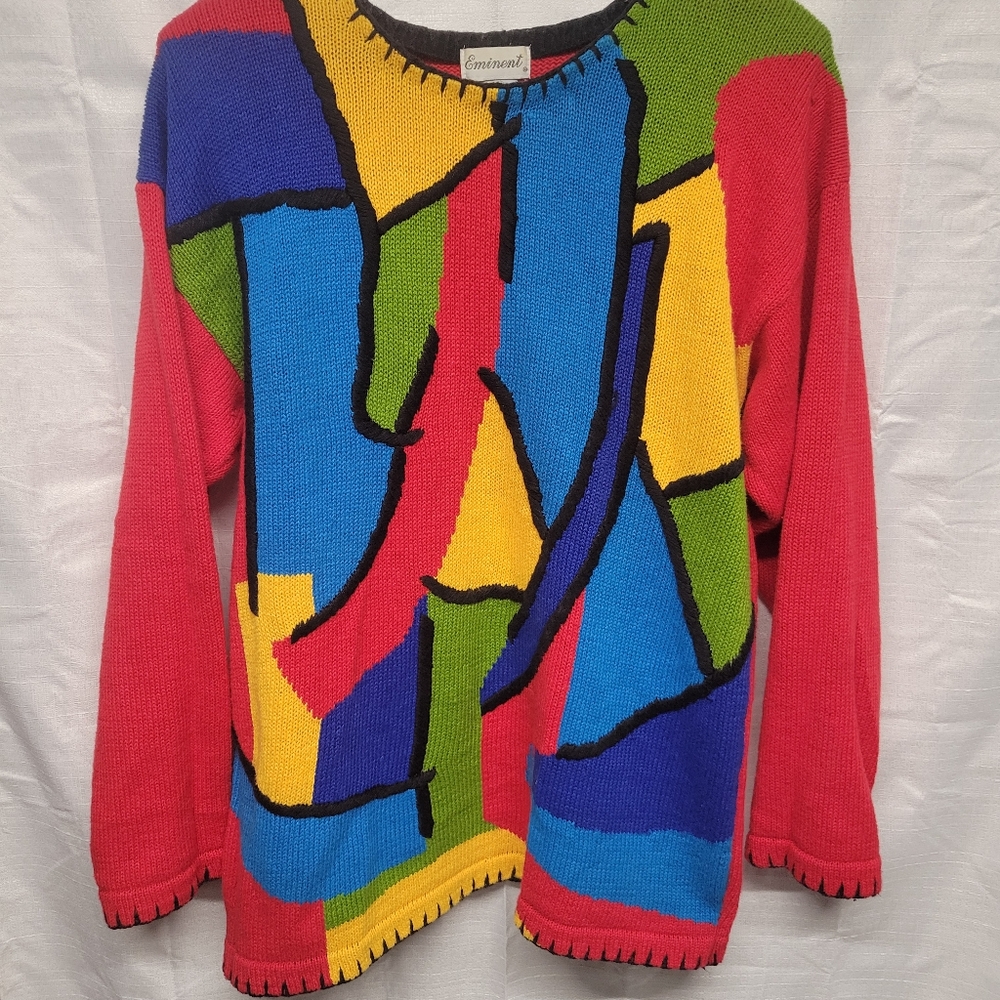 Red and Blue Geometric Hoodie